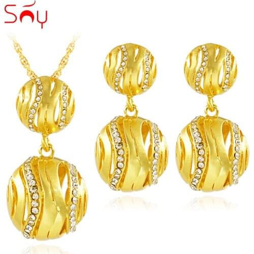 Sunny Jewelry Hot Selling Big Ball Jewelry Set For Women Necklace Earrings Pendant Romantic Jewelry Findings For Engagement Gift