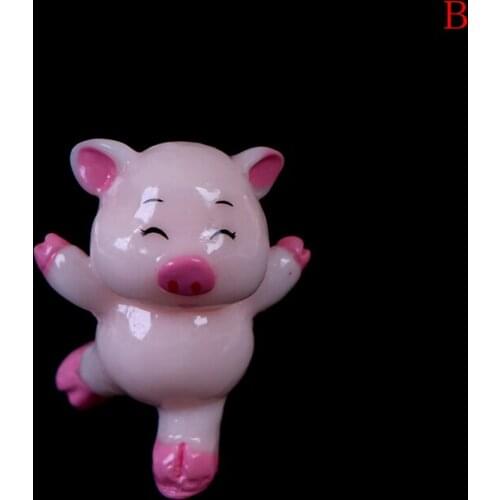 1Pcs Pig Figurines Cute Miniatures Fairy Garden Gnome Moss Terrariums Resin Craft Home Decoration