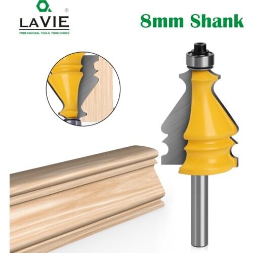 LAVIE 1pc 8MM Shank Handrail Architectural Moulding Line Router Bit Woodworking Milling Cutter for Wood Bit Face Tool MC02075