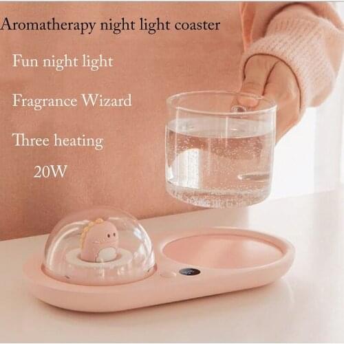 220V Aromatherapy Night Light Heating Coaster 3 Gears Constant Warm Cup 55 Degree Milk Bottle Coffee Hot Water Cup LG6