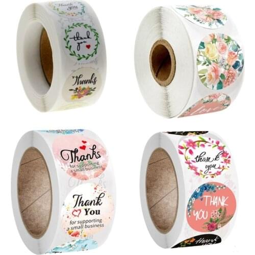 12rolls Colorful Floral Sticker Rolls Round Thank you For Business Package Gift Decoration Stickers Can be freely matched