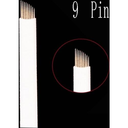 150 pcs Microblading Needles 9 Pin for Permanent Makeup EYEBROW Blades Manual MICROBLADE Pen 3D Embroidery White Tattoo Needle