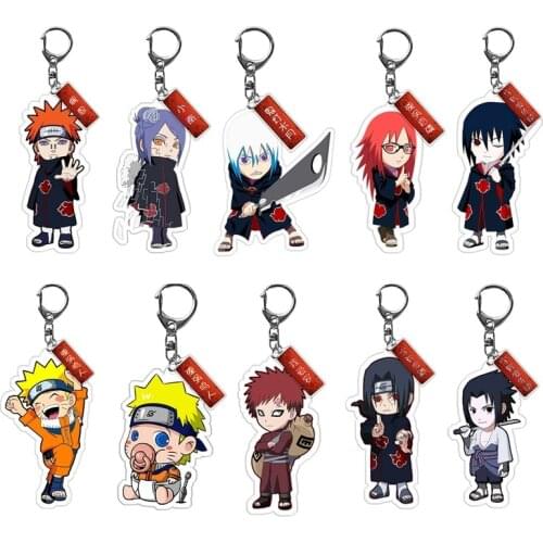 Anime Naruto Keychain Sasuke/itachi/Kakashi Double Sided Acrylic Key Chain Pendant Anime Accessories Cartoon Key Ring