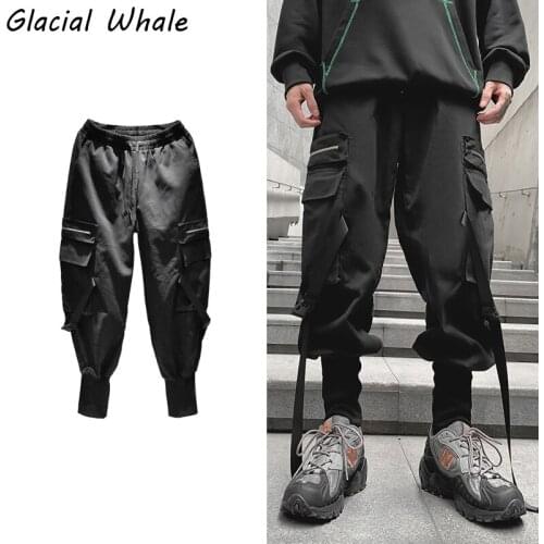 GlacialWhale Mens Cargo Pants Men Fashion New Black Baggy Joggers Hip Hop Harajuku Japanese Streetwear Korean Trousers Pants Men