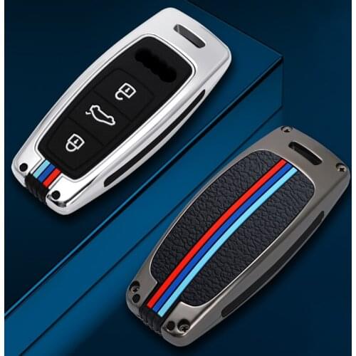 Galvanzed Alloy Car Key Cover Case For Audi Q8 C8 A6 A7 A8 2018 2019 Auto Styling Holder Protection Shell Accessories
