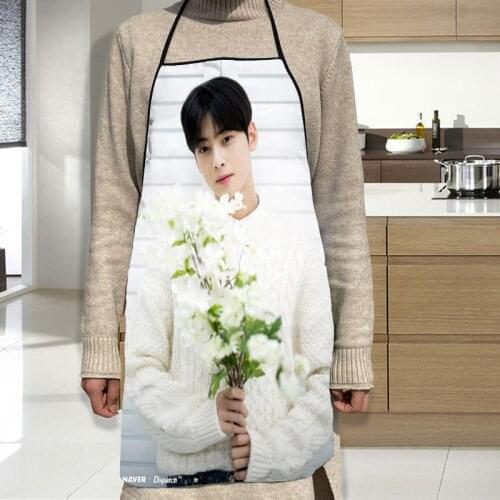 Cha Eun Woo Apron Grill Kitchen Chef Apron Professional for BBQ, Baking, Cooking for Men Women 2 Size 68X95cm and 50X75cm