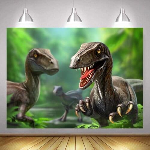 Spring Forest Dinosaurs Foraging Pictures Cartoon Background Children Birthday Party Decoration Studio Photography Scene