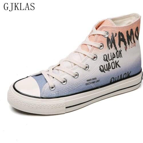 Graffiti High Top Sneakers Canvas Shoes for Men Casual Breathable Shoes Male Classic Fashion Zapatillas Streetwear Men Trainer