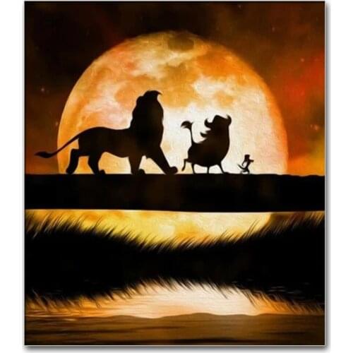 Lion Moon Diamond Painting Animal Full Diamond Square/Round Diamond Embroidered 5D Picture, New Product Hot Sale Gift 2021