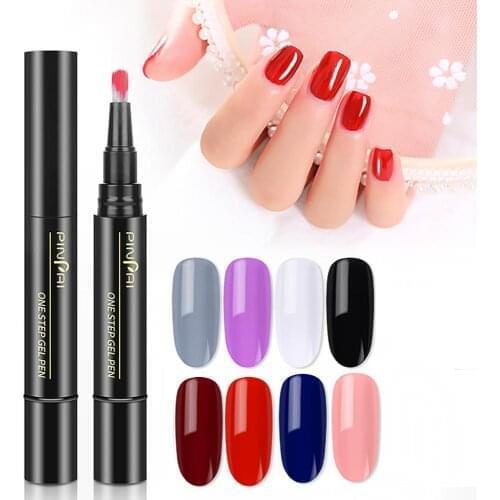 One Step Gel 3 In 1 Nail Polish Gel Glitter Pen Gel Colorful No Need Top Coat UV Gel Base Color Changing/mini nail light