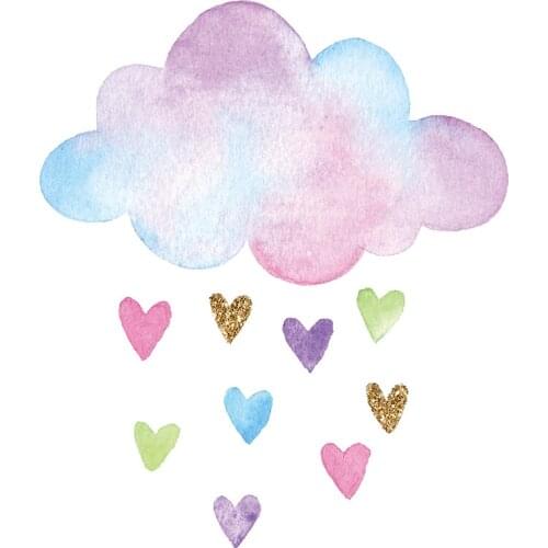 Multicolor Cloud Love Heart Rain DIY Wall Stickers for Bedroom Living room Kids room Kindergarten Wall Decor Home Decoration