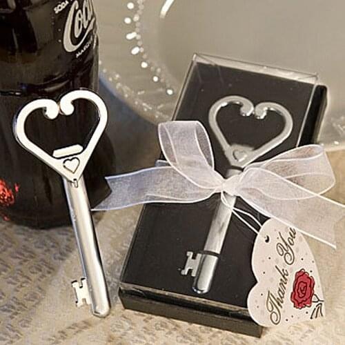 New arrival 100PCS/LOT Wedding favors of heart design Key To My Heart Bottle Opener Wedding Shower Party Favor Free shipping