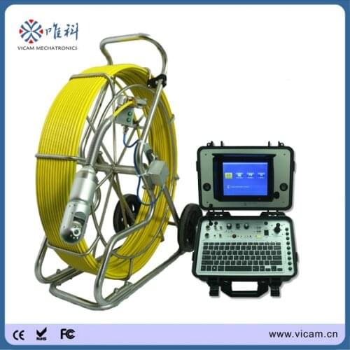512hz sonde PT pipe camera inspection equipment 80 mtrs fiber optic push rod cameras with Roller skid for pipeline inspection