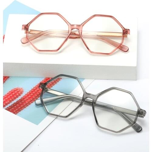 Veshion Fashion Big Glasses Frame Women Octagonal Tr90 Polygonal Glasses Optical Men Clear Lens Transparent Black Accessories