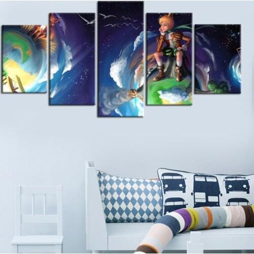 High Definition Print 5Pieces The Little Prince Went on Expedition To Another Planet Poster Art Draw Hall Kids Bedroom For Decor