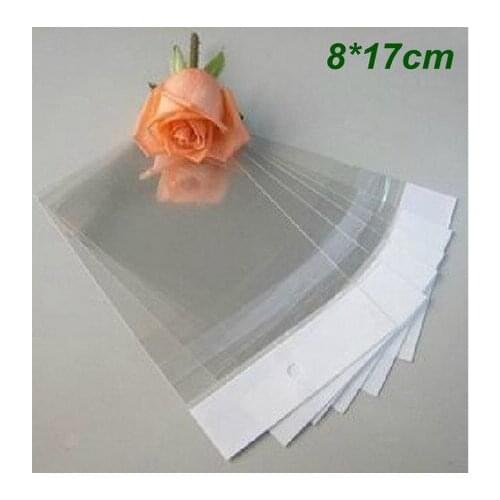 9cm*17cm Clear Self-adhesive Seal Plastic Bags OPP Poly Storage Bags Retail Packaging Bag W/ Hang Hole Wholesale 500Pcs/Lot