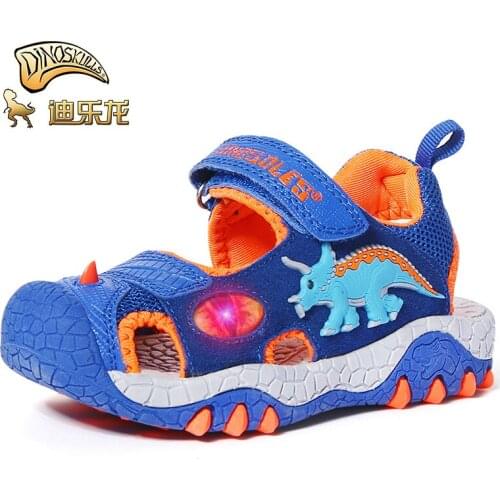 Dinoskulls Boy Sandals Platform Kids Sandals Boys Summer Shoes Children Beach Sandals Flashing Boys Kids Lighting Sliders