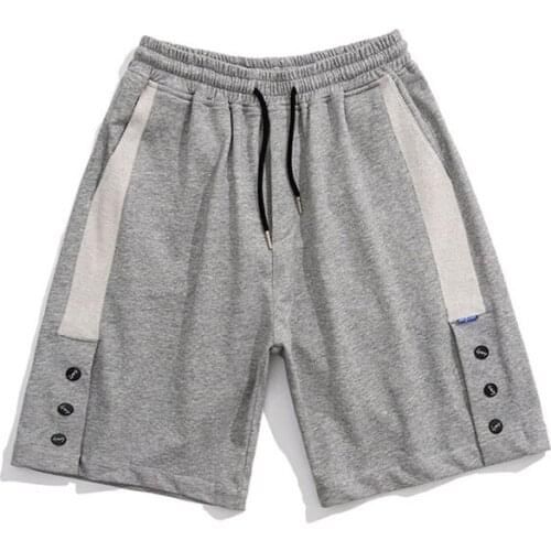 Summer Knit Short Men Patchwork High Street Casual Shorts Cotton Male Streetwear Button Elastic Waist Male Branded Clothing 2021