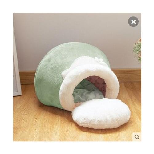 Foldable Cute Cat House Cave Sleeping Bag Cushion Thickened Pet Bed Kittens Products Winter Warm Cat Bed Plush Soft Portable