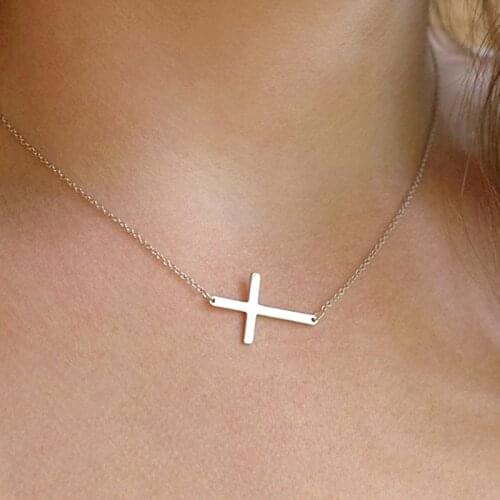 WAWFROK Stainless Steel Choker 3 Colors Cross Choker Necklace The Chain Chokers Necklace for Womem Wholesale