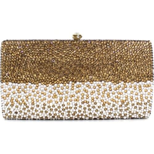 Female Rhinestone Women Wedding Clutches Bags Gold White Diamond Stone Shoulder Bag Chain Handbag Mini Phone Party Clutch Purse