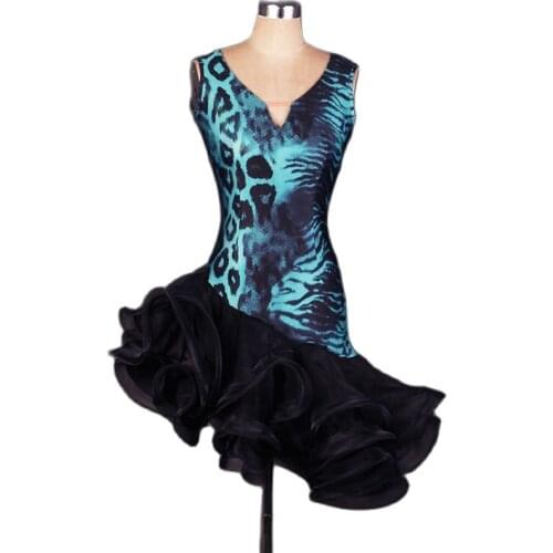 Summer Dress Leopard Latin Dance Dress Women Salsa Dancer Outfits Designer Clothes Stage Costume Sleeveless Tap Dancewear JL2663
