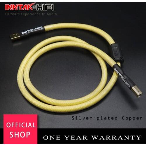 1PCS High Grade Silver-plated copper USB 2.0 Type A-B HiFi AUDIO USB Cable For DAC PC / 0.5M-5M / YELLOW1038