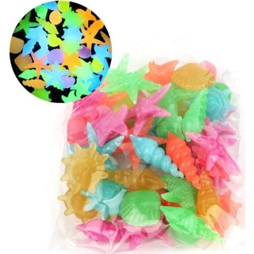 100pcs Garden Path Pebbles Stones Luminous Glowing Shell Shaped Aquarium Walkways Yard Decoration Artificial Landscaping Stone