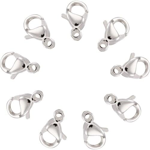 100pcs 304 Stainless Steel Silver Lobster Claw Clasps Keychain Alloy Metal Clasps Hooks Accessories DIY Jewelry Making F60