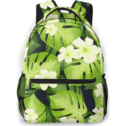 2021 Backpack Women Shoulder Bag Monstera Palm Leaves Hibiscus Fashion School Bag For Teenage Girl Backpacks Travel Bag