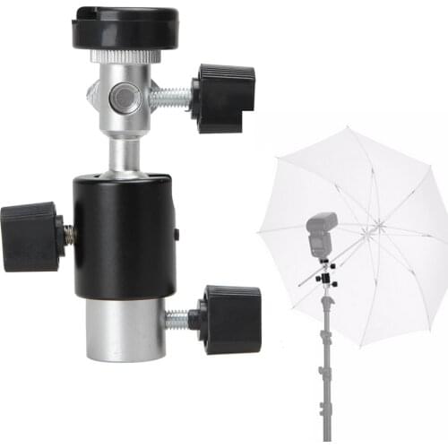 360 Degree Camera Flash Hot Shoe Adapter Umbrella Holder Swivel Light Stand Bracket Tripod 1/4"3/8'' TypeC Photography Accessory