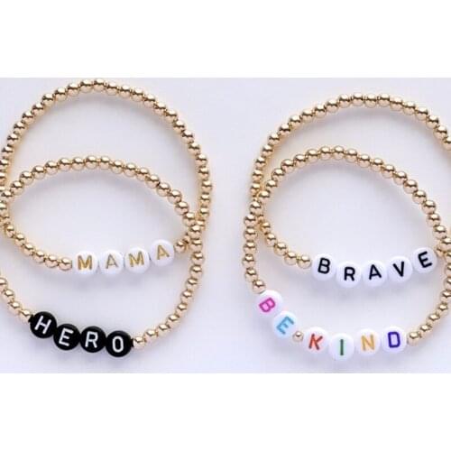 3UMeter Personalized 3mm Bead Charm Bracelet Custon DIY Nameplate Chain for Women Gold Layered Chains Letter Bracelets for Gifts