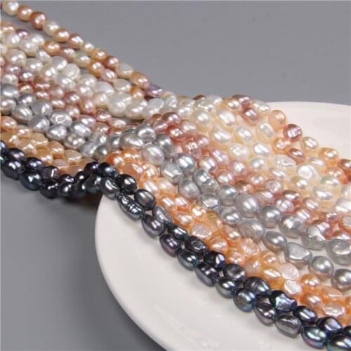 6-10MM Unique Baroque Natural Freshwater Pearls Beads Loose Round Real Pearl Bead For Women Jewelry Making DIY Bracelet Necklace