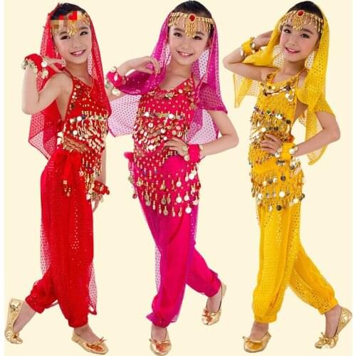 6 PCS Children Belly Dance Costume Girls Oriental Dance Costumes Kids Stage & Dance Wear Child India Dance Performance Clothing