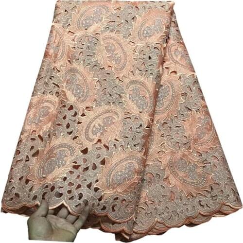 African Double Organza Lace Fabric High Quality Lace Fabrics With Hand-cut Sewing Accessories Dresses XYE4001