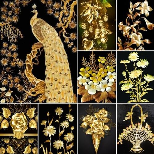 5D DIY Diamond Painting Black And Yellow Flower Cross Stitch Kit Mosaic Art Picture Crystal Full Drill Embroidery Crafts Sale