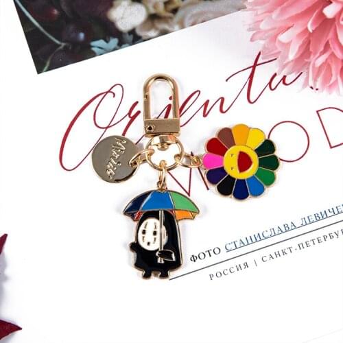 Anime Spirited Away Keychain Cherry Blossom Fan Key-Ring Bag Airpods Pendent
