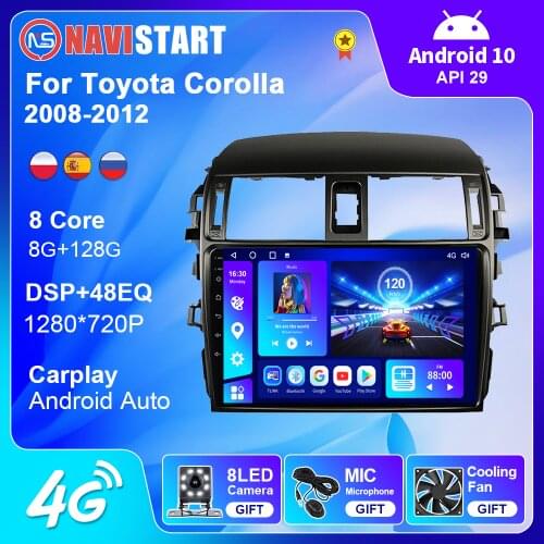 Autoradio Car Radio for Toyota Corolla 2008-2012 Android Smart Gps Navigator Bluetooth Navigation Multimedia Player 2din Stereo