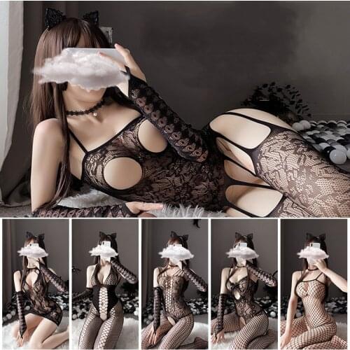 Women Teddies Bodysuit Erotic Outfit Open Crotch Stretch Mesh Body Stockings Porn Underwear Costume Sexy Lingerie 28 Types