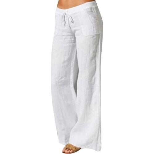 Summer Loose Pants Women Pockets Drawstring Elastic Wide Leg Long Pants Fashion Trousers Plus Size Pants Streetwear XXXXL