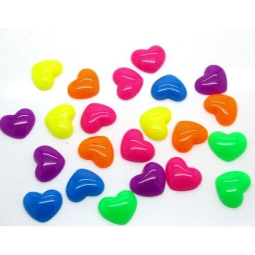 50Pcs Mixed Resin Heart Decoration Crafts Kawaii Bead Flatback Cabochon Fridge Magnet Scrapbook DIY Accessories Buttons