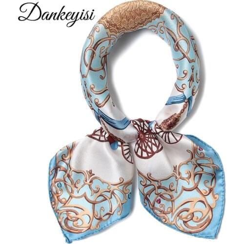 DANKEYISI Pure Silk Scarf Small Square Scarf Women Neck Hotel Waiter Flight Attendants Business Imitate Bandana Silk Bag Scarves