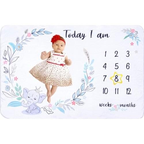 Baby Monthly Record Growth Milestone Blanket Newborn Animal Pattern Photography Props Photo Creative Background Cloth Infant Gif