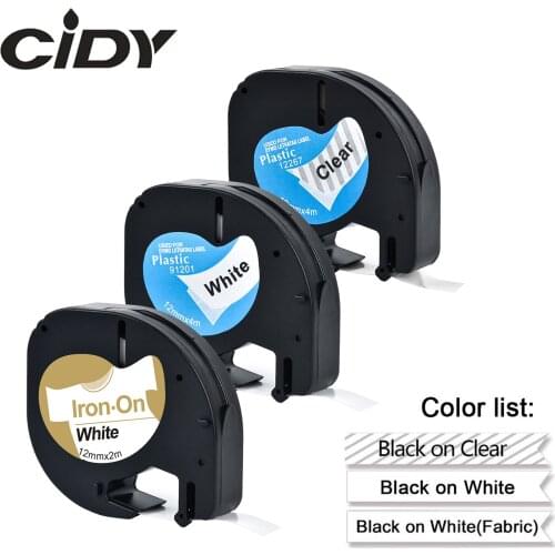 3pcs mixed LT 91201 12267 plastic and 18769 fabric labels 12mm dymo letratag tape for LT-100H label maker