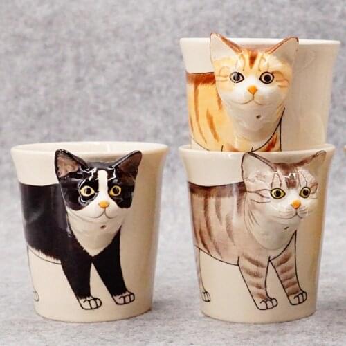 Thai cat ceramic mug female lovely couple creative personality hand painted cup male gift