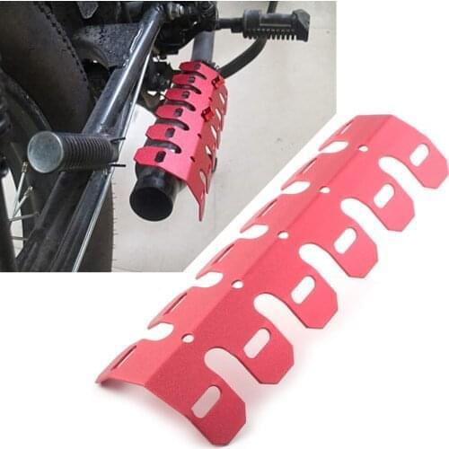 Red Universal Motorcycle Exhaust Muffler Pipe Heat Shield Cover Heel Guard Protector For Dirt Bike