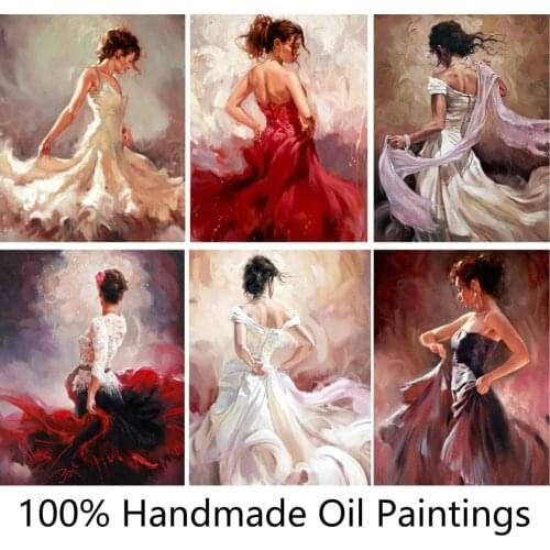 Beautiful figurative oil painting Lady flamenco dancer Argentine Tango Wall art canvas picture hand painted High quality replica