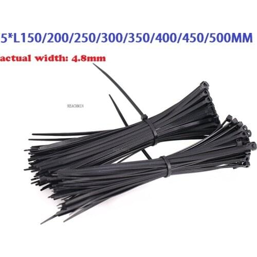 Actual width4.8mm)BK 5*L150/200/250/300-500MM Nylon Self locking Plastic Cable Loop Ties Fasten Wire cord Wrap plastic Zip Ties