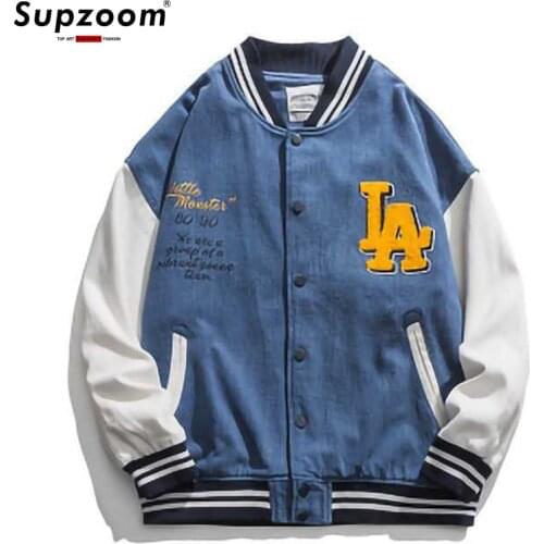 2020 New Arrival Baseball Uniform Male Popular Logo Coat Loose Casual Cotton Rib Sleeve Embroidery Brand Clothing Bomber Jacket