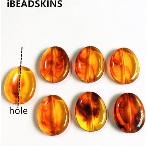 New arrival! 30x24mm 120pcs/lot Acrylic brown flat stone shape Beads for Jewelry DIY (Design as shown)